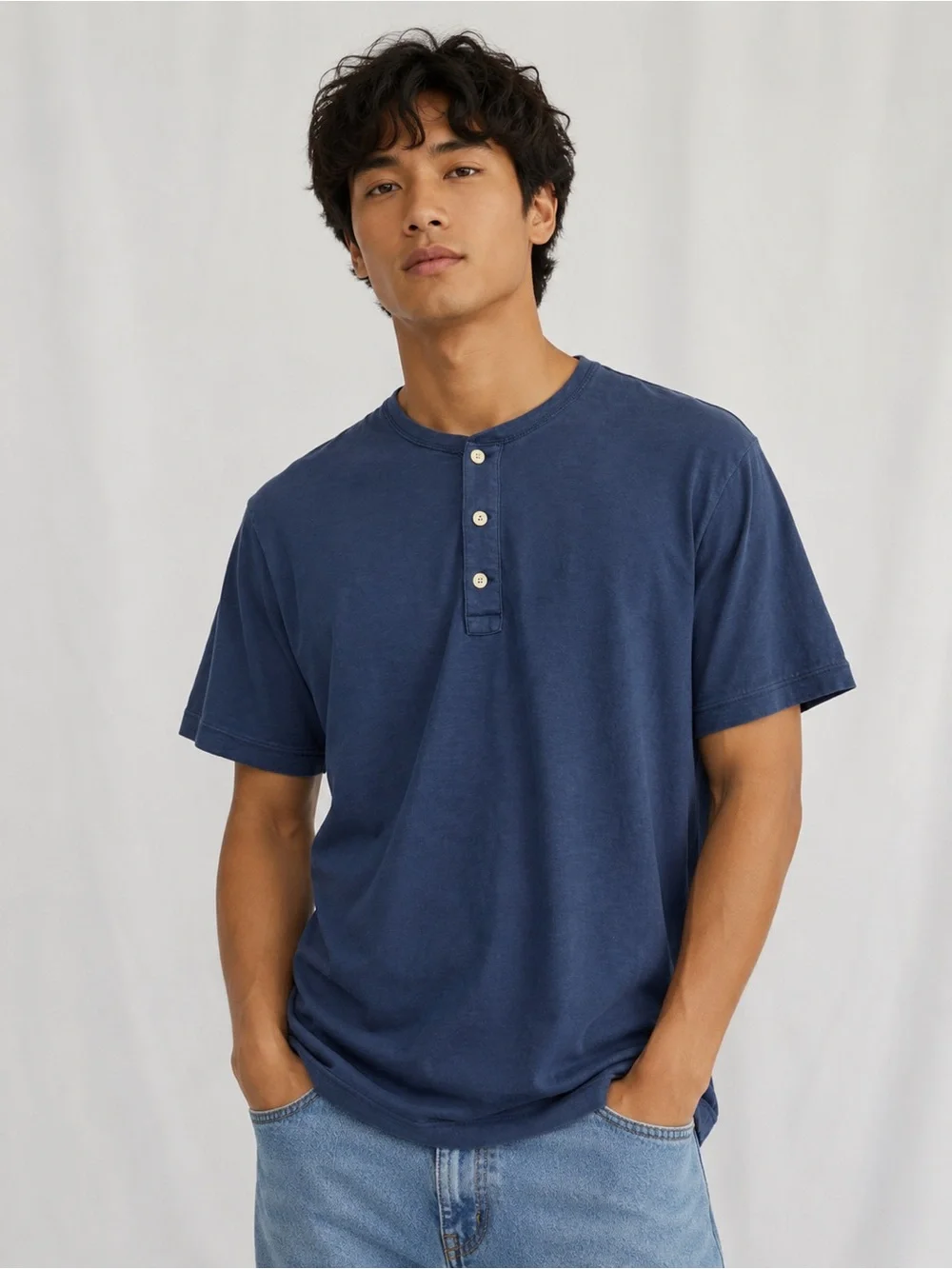 J. Crew Navy Short-Sleeve Henley Tee